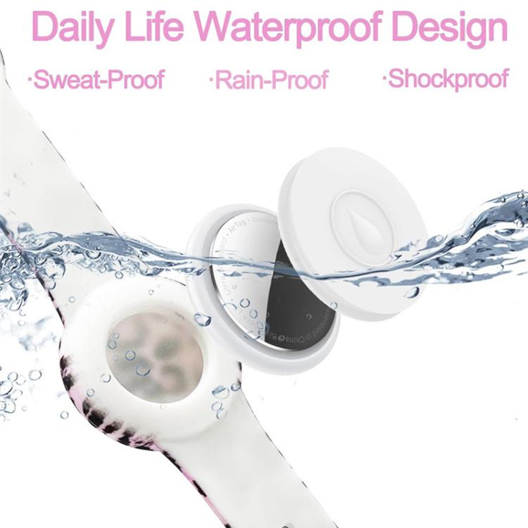 For AirTag 2nd Gen / AirTag 1st Gen Locator Kids Waterproof Watch Strap Anti-Lost Device Silicone Printed Protective Case, Style: Rainbow Stripes