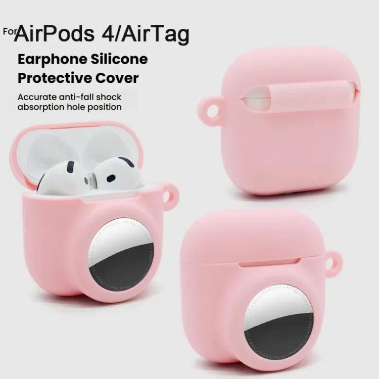 For AirPods 4 / AirTag 2 In 1 Silicone Earphone Protective Case Full Cover Anti-scratch Case