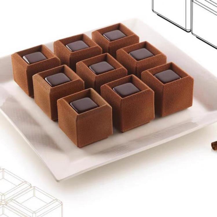 28-Cavity Concave Goose Liver Mousse Cake Mold 3D Small Square Chocolate Silicone Mould - White