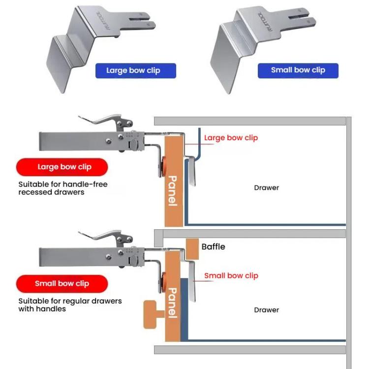 RUITOOL Stainless Steel Push Quick Drawer Clamp Adjustable Telescopic Woodworking Fixture Clamps, Spec: Small Bow Clip
