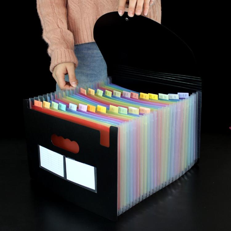24 Pockets  A4 Accordion File Organizer Expanding File Folders For Storage And Organization Colorful+Black