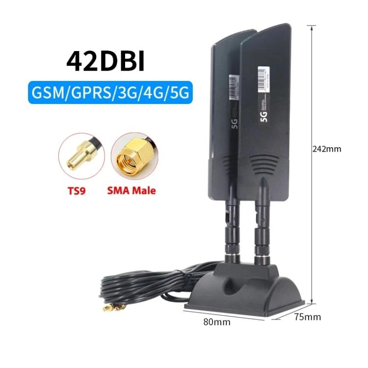 42dbi 5G Router External Antenna Outdoor Long Range WiFi Signal Coverage Booster, Spec: TS9 Black