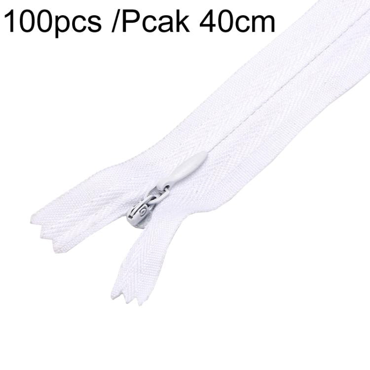100pcs /Pack Invisible No.3 Garment Nylon Zipper, Color: White 40cm