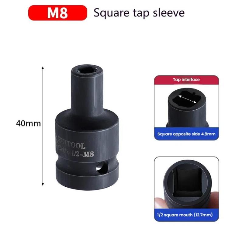 RUITOOL 1/2 inch Tap Socket Pneumatic Wrench Square Socket Inner Quarter Square Hole Wrench Tool, Spec: M8