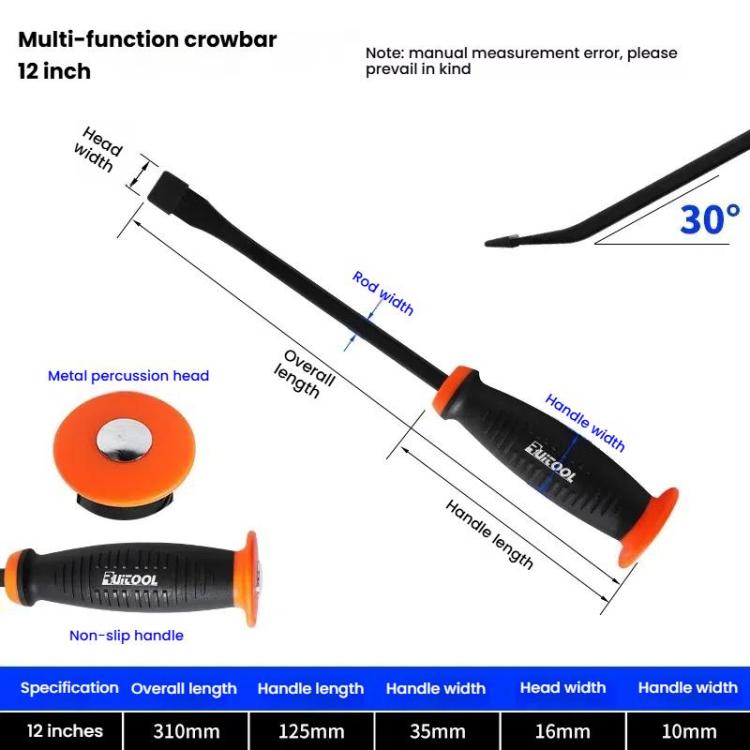 12 inch RUITOOL Multi-function Pry Bar Crowbar Labor-saving Lever Nailer Car Tire Repair Tire Picking Tool