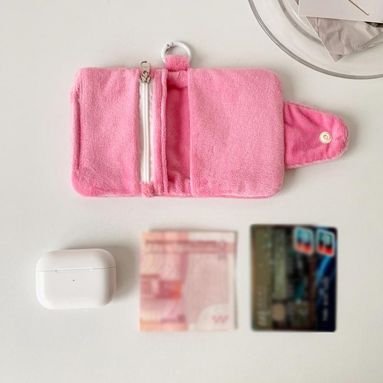Hisocute Student Plush Pendant Coin Purse Snap Card Case Keychain Earphone Bag