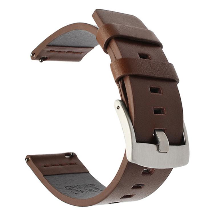 For Huawei / Samsung Gear S3 / S2 Leather Watch Band Universal Quick Release Watch Band, Color: Brown Silver Buckle