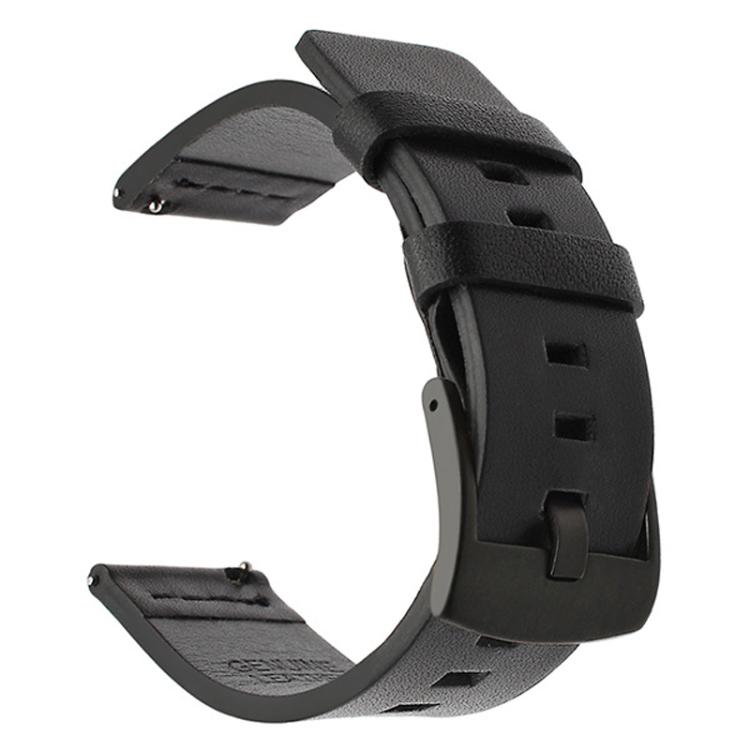 For Huawei / Samsung Gear S3 / S2 Leather Watch Band Universal Quick Release Watch Band, Color: Black Black Buckle
