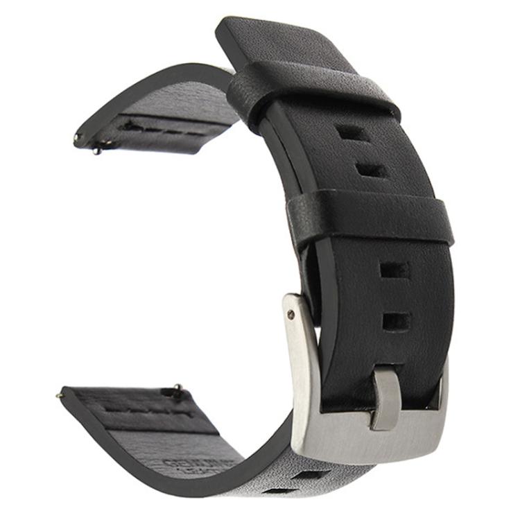 For Huawei / Samsung Gear S3 / S2 Leather Watch Band Universal Quick Release Watch Band, Color: Black Silver Buckle