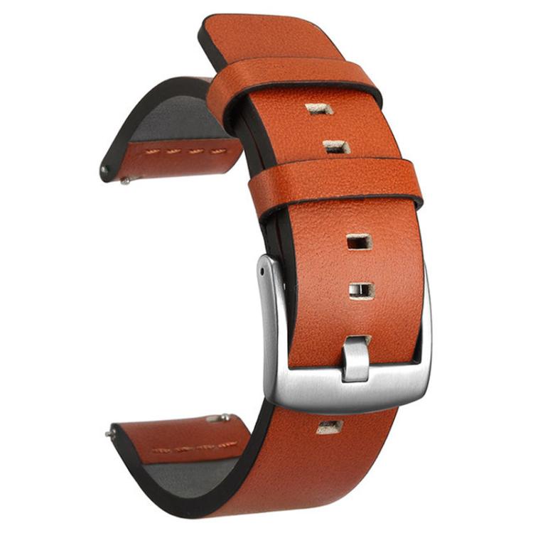 For Huawei / Samsung Gear S3 / S2 Leather Watch Band Universal Quick Release Watch Band, Color: Orange Silver Buckle