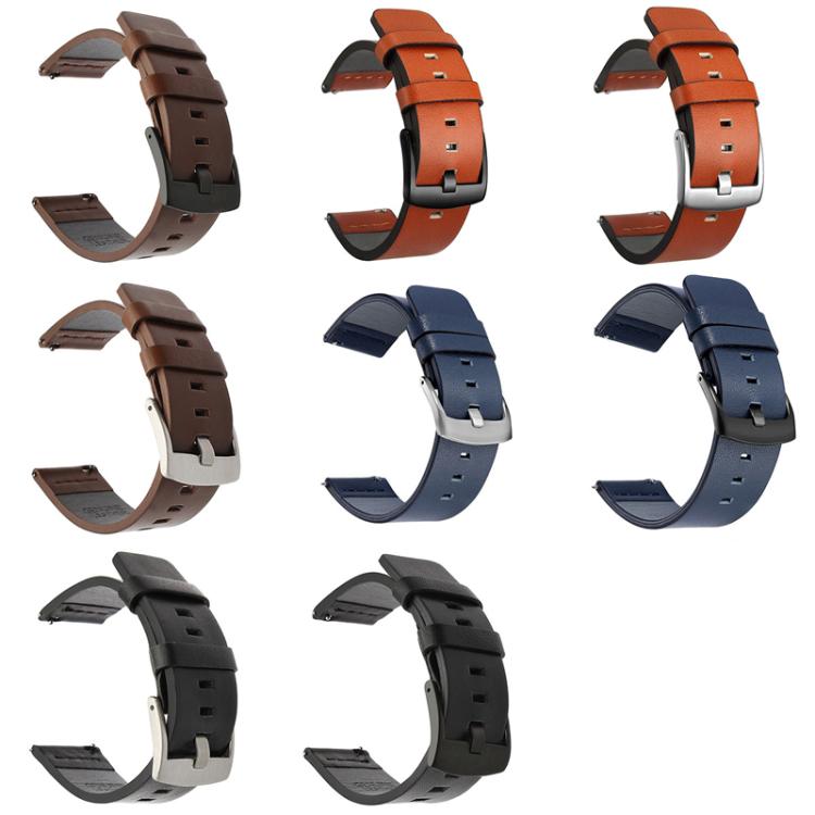 For Huawei / Samsung Gear S3 / S2 Leather Watch Band Universal Quick Release Watch Band, Color: Orange Black Buckle