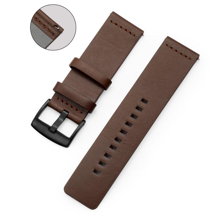 For Huawei / Samsung Gear S3 / S2 Leather Watch Band Universal Quick Release Watch Band, Color: Black Silver Buckle