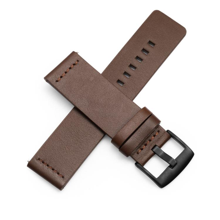 For Huawei / Samsung Gear S3 / S2 Leather Watch Band Universal Quick Release Watch Band, Color: Orange Silver Buckle