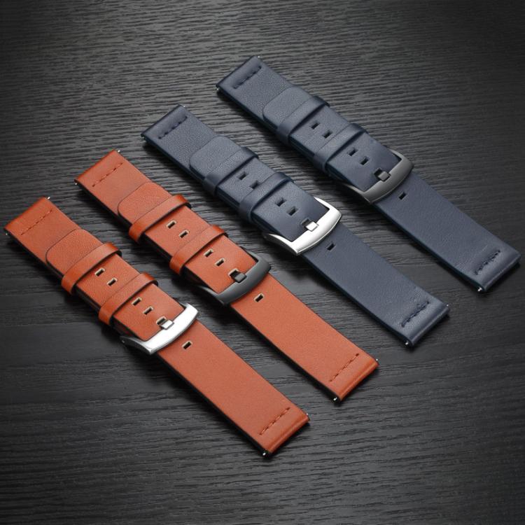 For Huawei / Samsung Gear S3 / S2 Leather Watch Band Universal Quick Release Watch Band, Color: Black Black Buckle