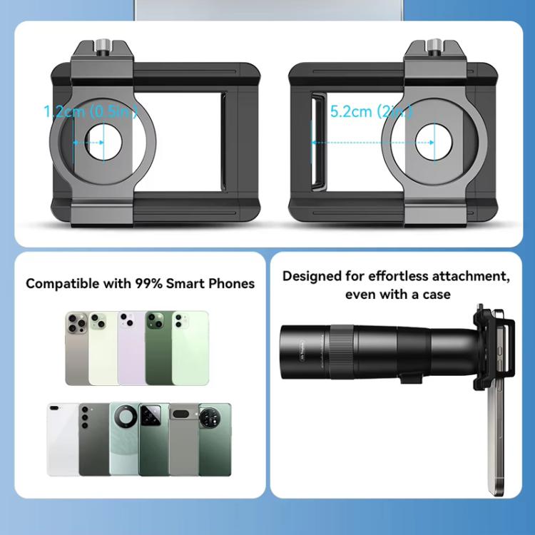 APEXEL 30X 720mm Phone Telephoto Lens with Tripod Kit - Black