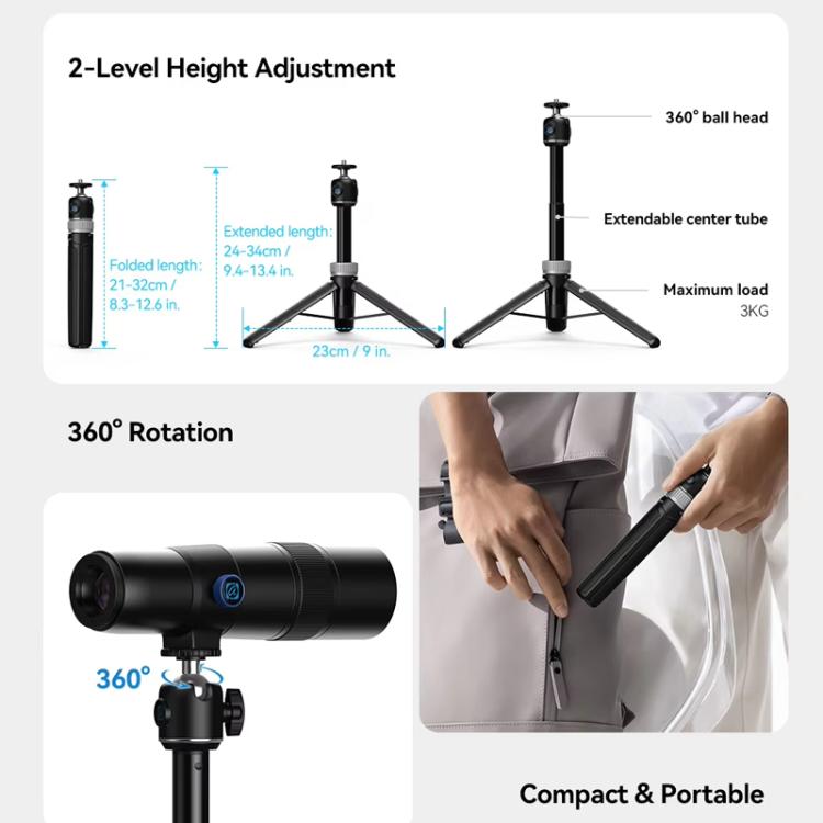 APEXEL 30X 720mm Phone Telephoto Lens with Tripod Kit - Black