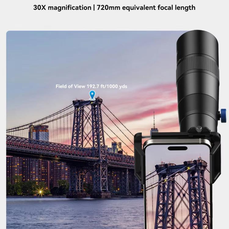 APEXEL 30X 720mm Phone Telephoto Lens with Tripod Kit - Black