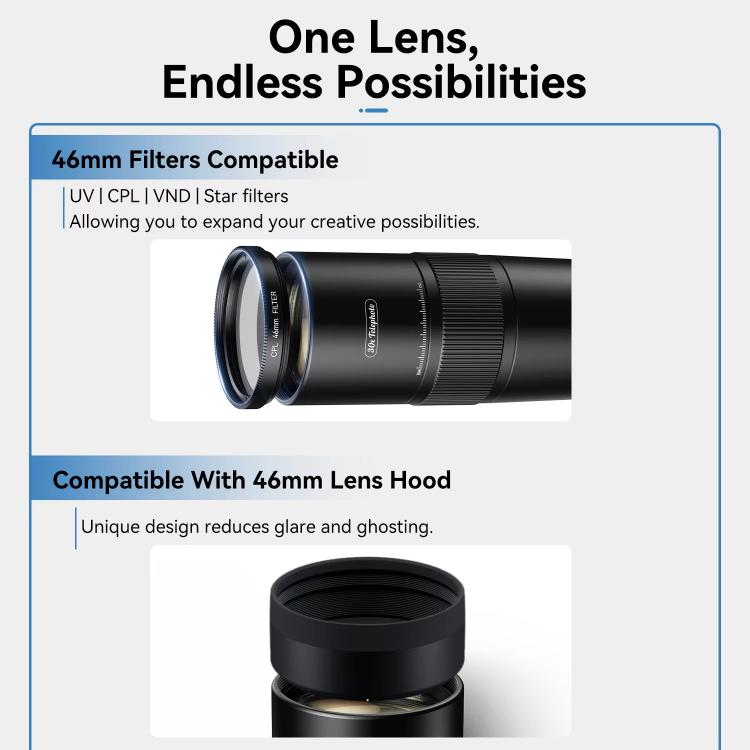 APEXEL 30X 720mm Phone Telephoto Lens with Tripod Kit - Black