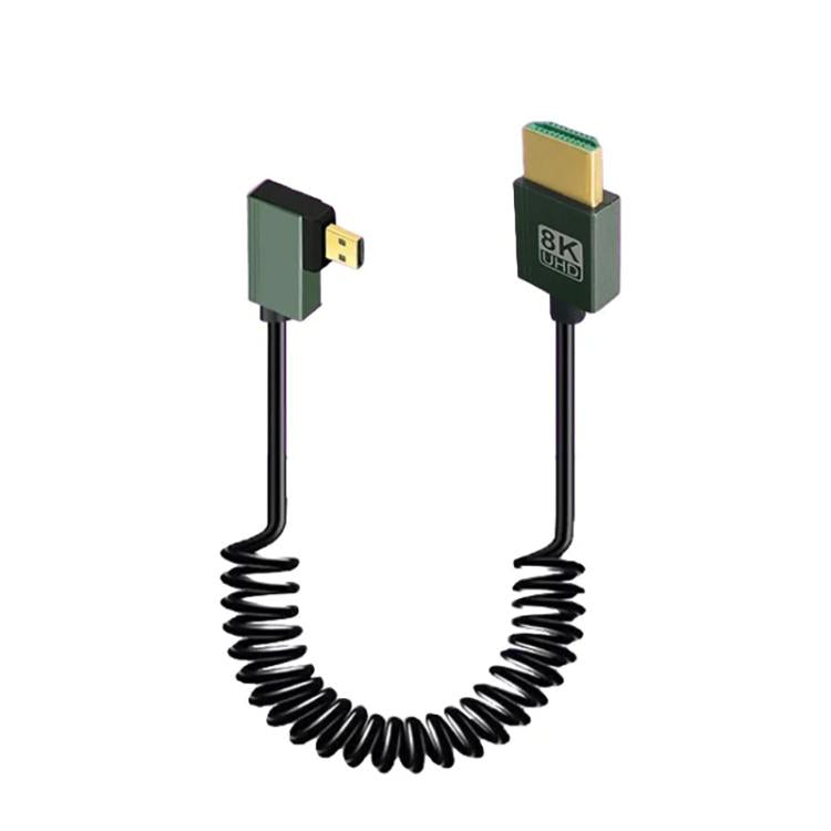 8K 60HZ HDMI 2.1 Spring Cable 0.5m Length, Spec: Micro HDMI Right Bend