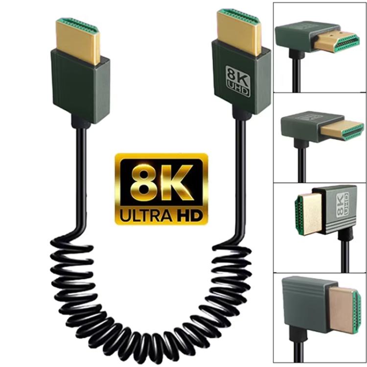 8K 60HZ HDMI 2.1 Spring Cable 0.5m Length, Spec: Left Bend