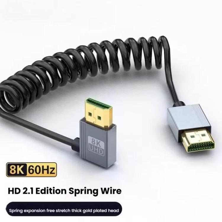 8K 60HZ HDMI 2.1 Spring Cable 0.5m Length, Spec: Straight Head