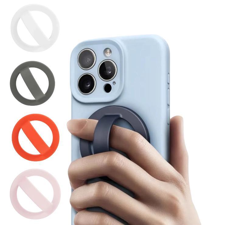 For IPhone/Huawei/Xiaomi Phone Holder Liquid Silicone Magsafe Finger Ring Clip Holder, Color: Dark Blue