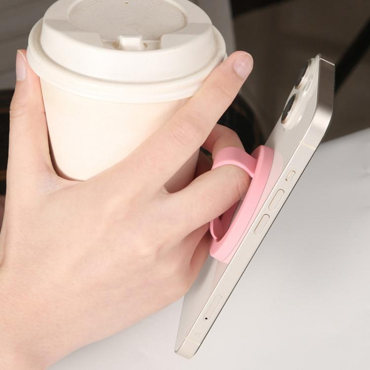 For IPhone/Huawei/Xiaomi Phone Holder Liquid Silicone Magsafe Finger Ring Clip Holder, Color: Pink