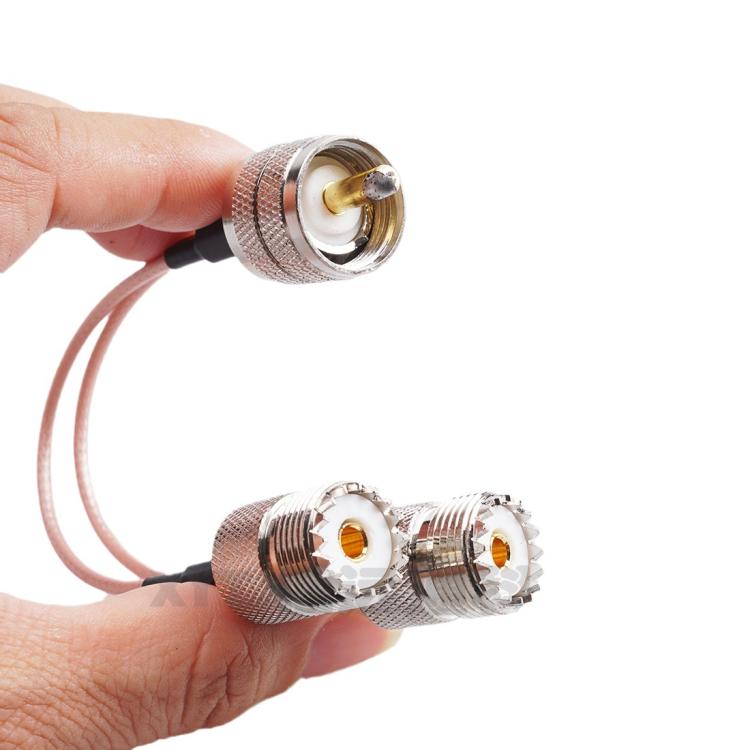 15cm UHF Male To 2 Female 1 In 2 Adapter Cable Y Type PL-259 To SO239 RG316 Coaxial Cable
