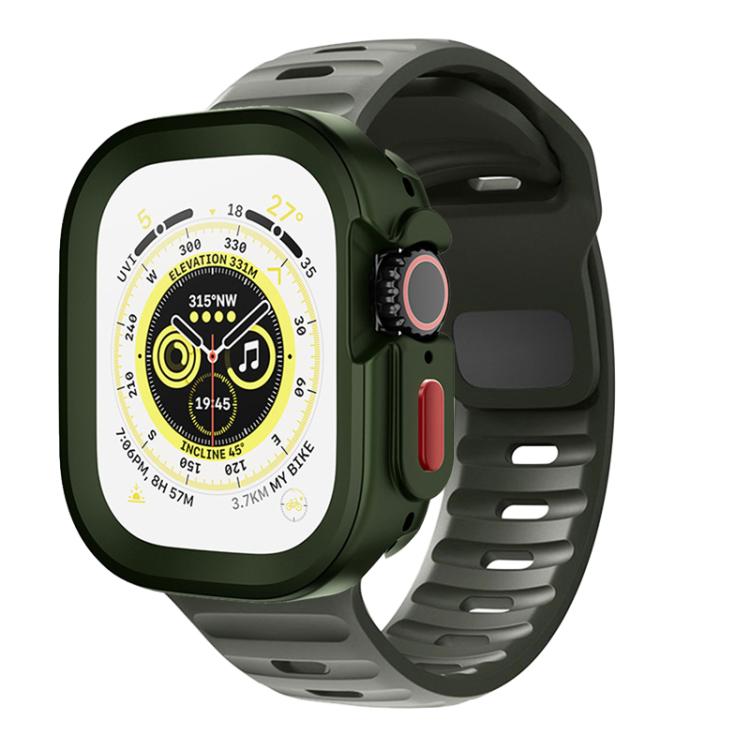For Apple Watch 44/45mm Sport Loop Silicone Watch Strap + TPU Protective Case Set