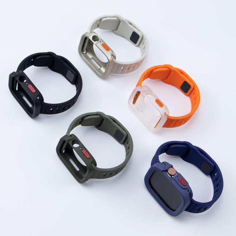 For Apple Watch 44/45mm Sport Loop Silicone Watch Strap + TPU Protective Case Set