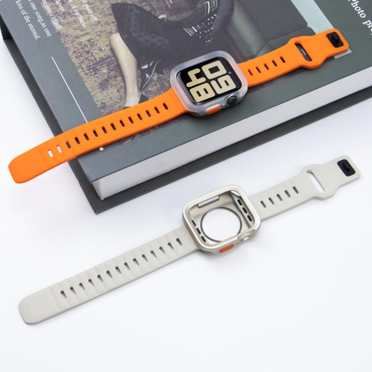 For Apple Watch 44/45mm Sport Loop Silicone Watch Strap + TPU Protective Case Set