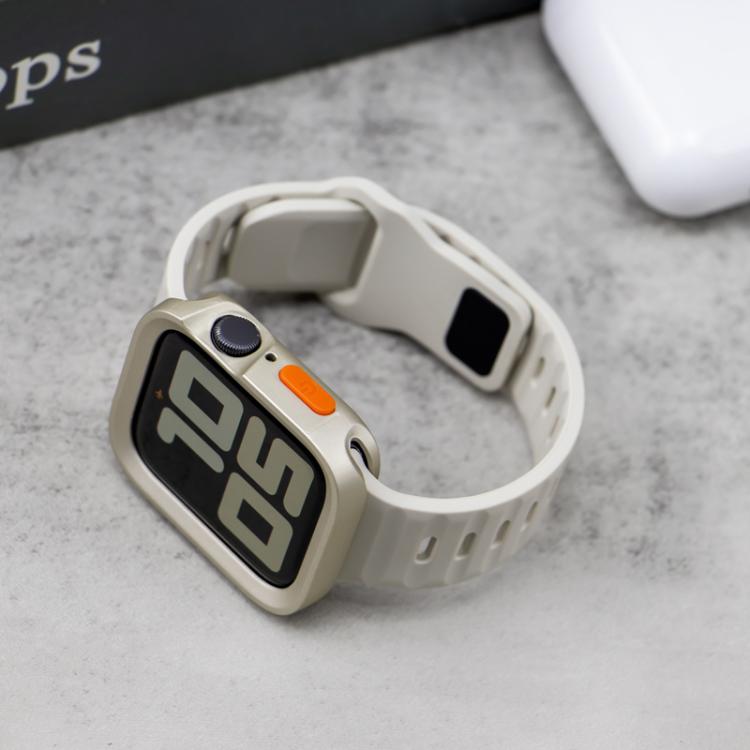 For Apple Watch 44/45mm Sport Loop Silicone Watch Strap + TPU Protective Case Set