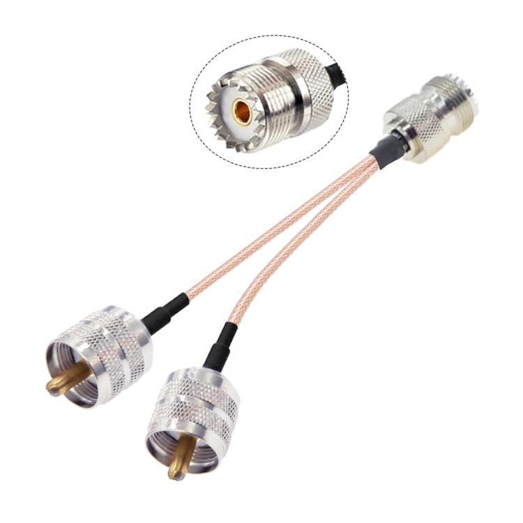 15cm UHF Female To 2 UHF Male 1 In 2 Cable SO239 To PL259Y Adapter Cable