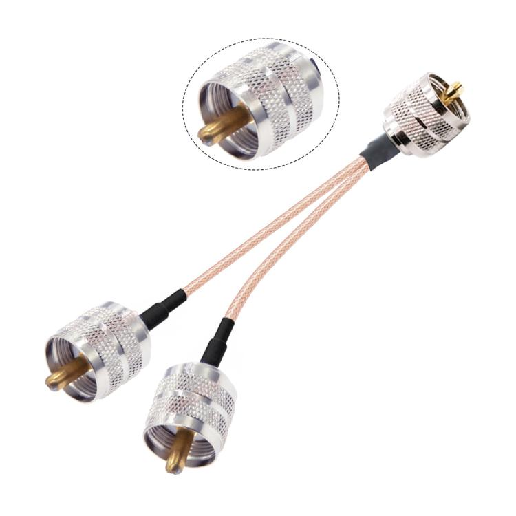20cm UHF Male To Dual UHF Male Split 1 In 2 Cable SO239 To PL259Y RG316 Adapter Cable