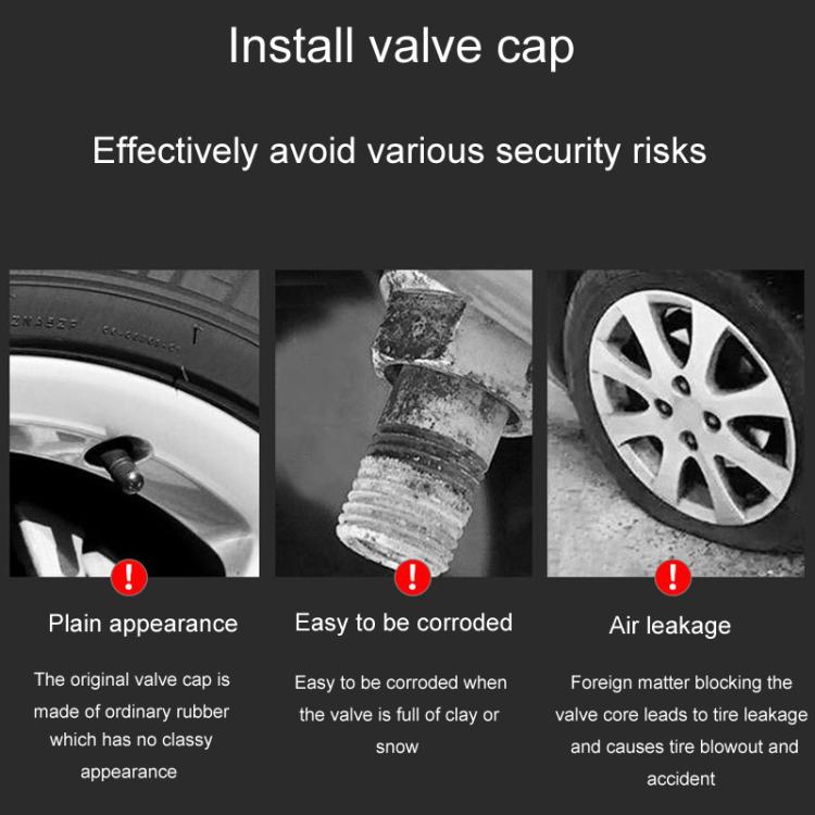 2 Sets Car Modification Aluminum Tire Valve Caps, Style: Graphic Model