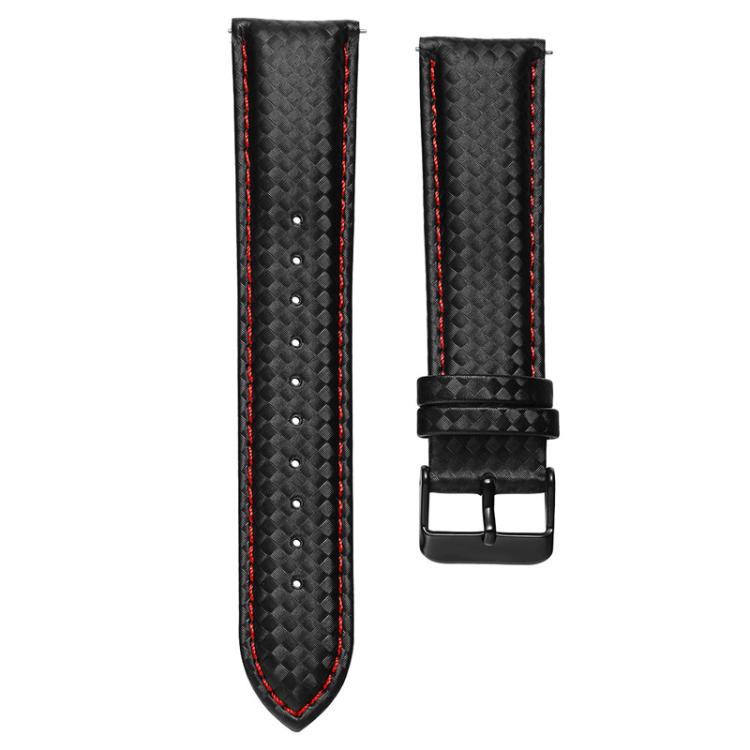 For Huawei / Samsung Galaxy Watch Universal Watch Strap Quick Release Carbon Fiber Leather Watch Band, Size: 20mm