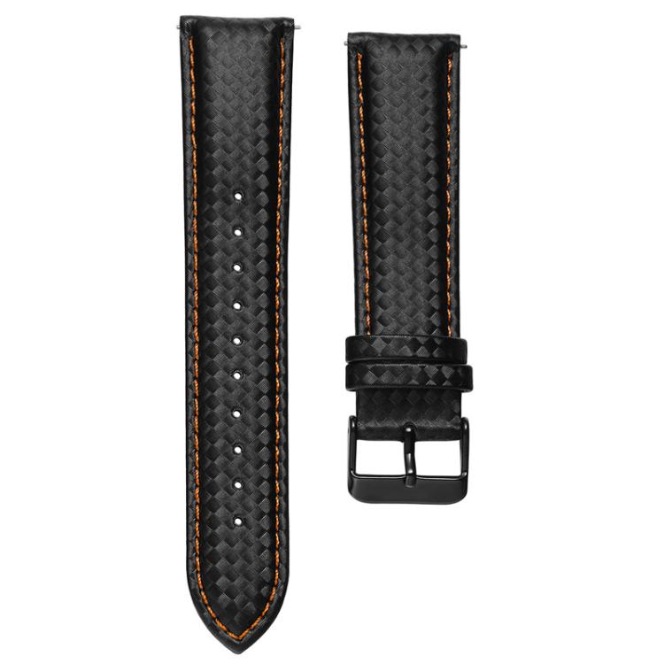 For Huawei / Samsung Galaxy Watch Universal Watch Strap Quick Release Carbon Fiber Leather Watch Band, Size: 20mm
