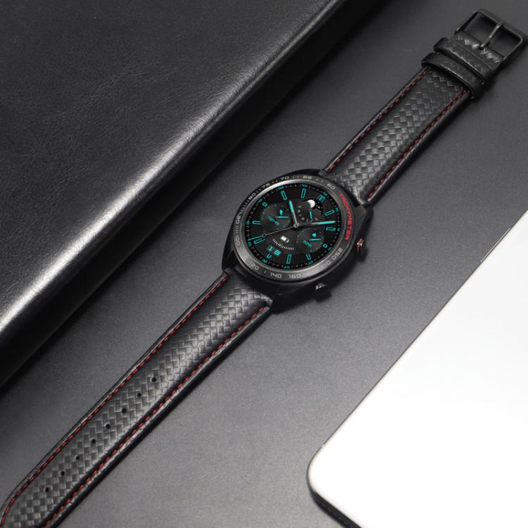 For Huawei / Samsung Galaxy Watch Universal Watch Strap Quick Release Carbon Fiber Leather Watch Band, Size: 20mm