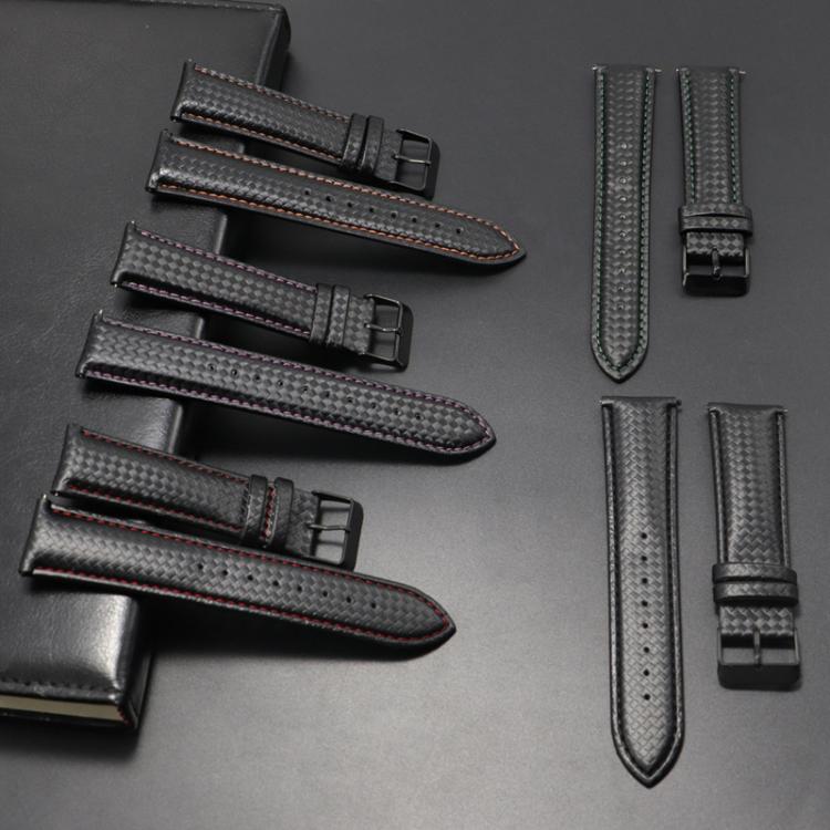 For Huawei / Samsung Galaxy Watch Universal Watch Strap Quick Release Carbon Fiber Leather Watch Band, Size: 20mm