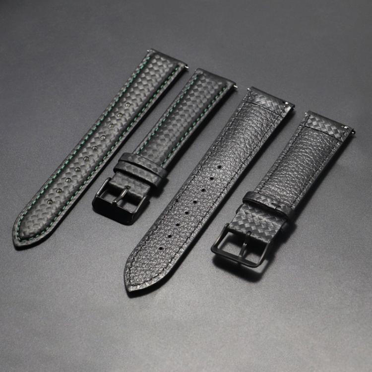 For Huawei / Samsung Galaxy Watch Universal Watch Strap Quick Release Carbon Fiber Leather Watch Band, Size: 22mm