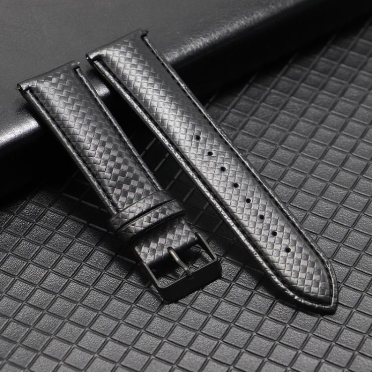 For Huawei / Samsung Galaxy Watch Universal Watch Strap Quick Release Carbon Fiber Leather Watch Band, Size: 22mm