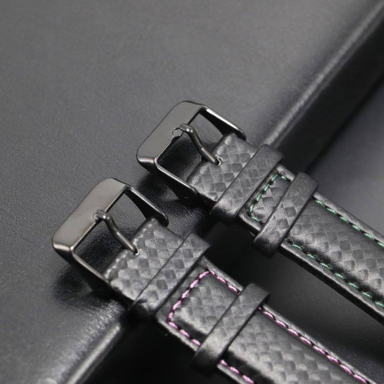 For Huawei / Samsung Galaxy Watch Universal Watch Strap Quick Release Carbon Fiber Leather Watch Band, Size: 22mm