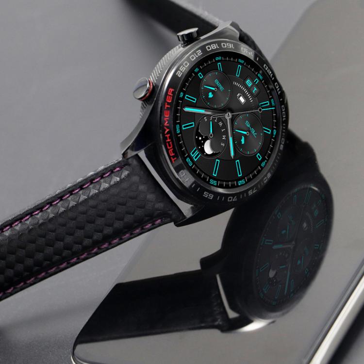 For Huawei / Samsung Galaxy Watch Universal Watch Strap Quick Release Carbon Fiber Leather Watch Band, Size: 20mm