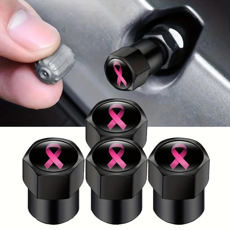 2 Sets Car Modification Aluminum Tire Valve Caps, Style: Colorful Ribbon