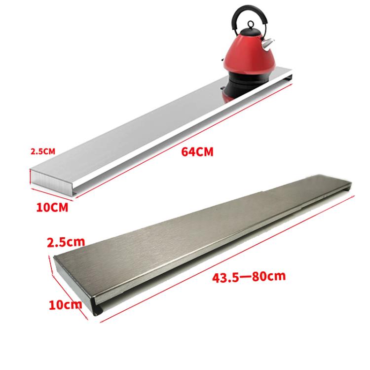Stainless Steel Exhaust Vent Cover Gas Stove Cover Seasoning Rack Oil Splash Guard 64x10x2.5cm