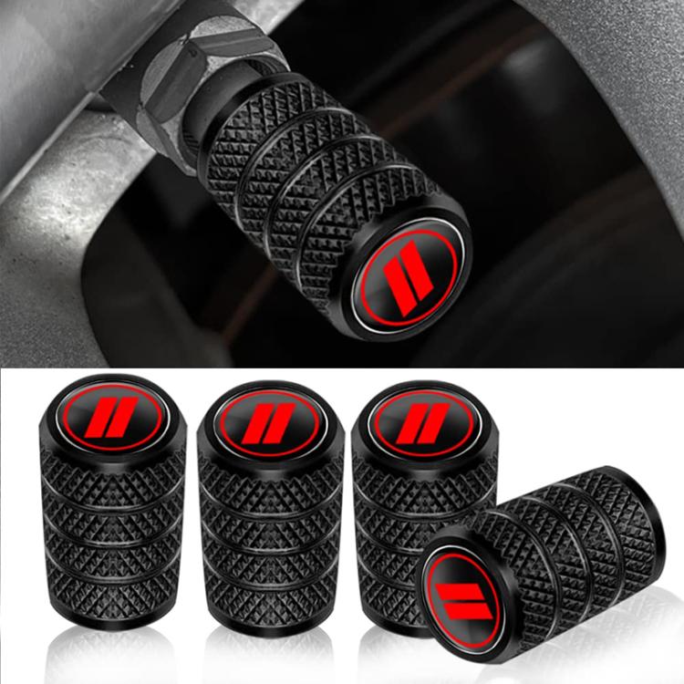 2 Sets Car Modification Aluminum Tire Valve Caps, Style: Red Strip Grid