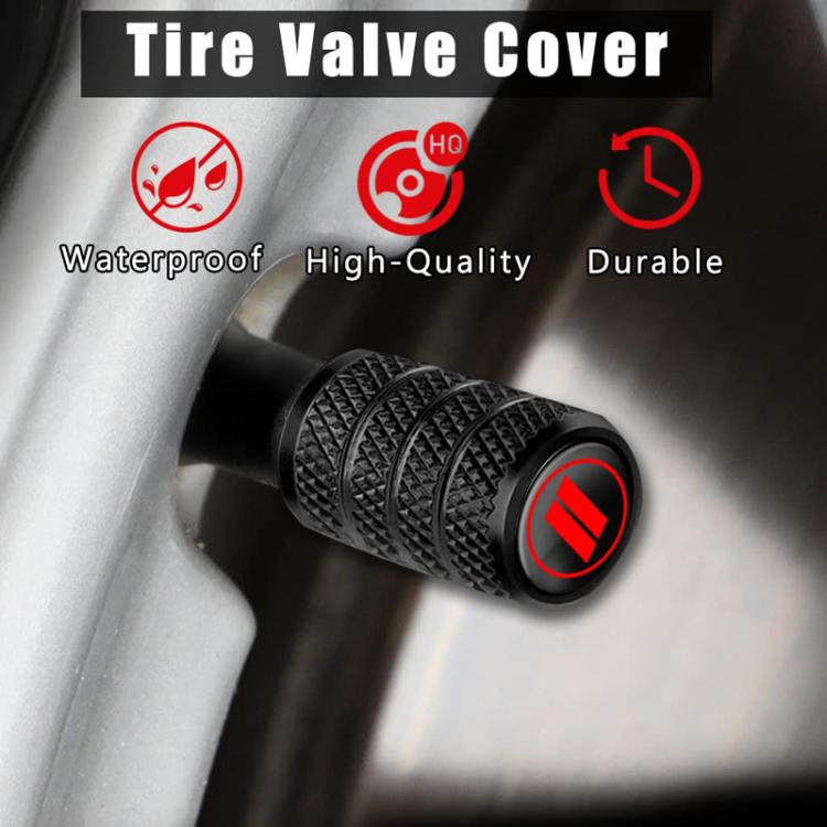 2 Sets Car Modification Aluminum Tire Valve Caps, Style: Red Strip Grid