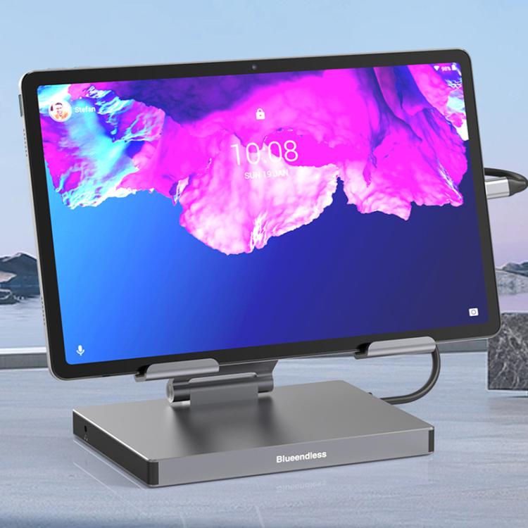 Blueendless 4K/60Hz Multifunctional Docking Station Tablet Holder, Spec: 10-in-1 Rotating
