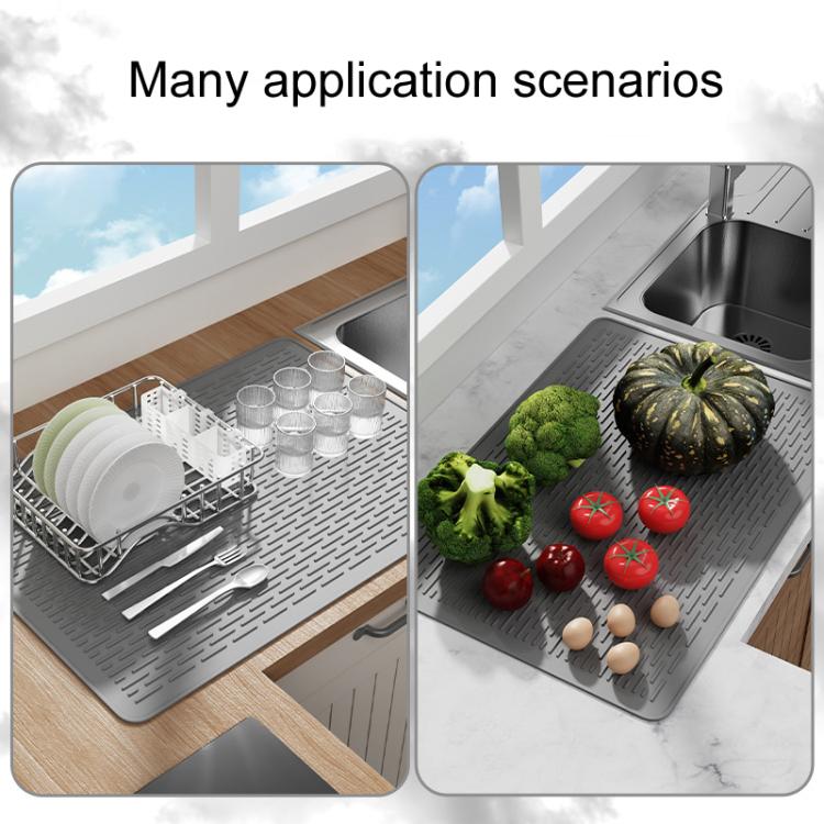 71 x 50 x 0.3cm Large Silicone Stovetop Protective Mat Kitchen Countertop Dish Drainage Stain Prevention Pad
