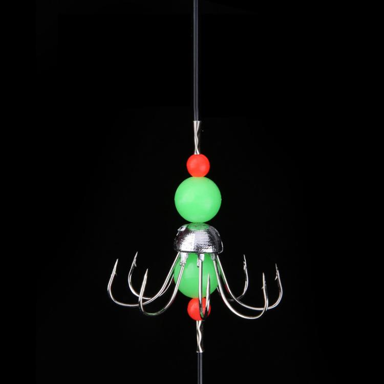 56cm Total Length Night Fishing Fluorescent 8-Claw Fishing Hook Squid String Hook Set, Spec: Bagged